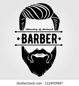 Barber shop vintage label, badge, or emblem. Vector illustration