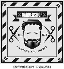 Barber shop vintage label, badge, or emblem. Vector illustration