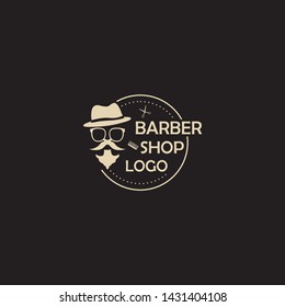 Barber shop vintage label, badge, or emblem. Vector illustration