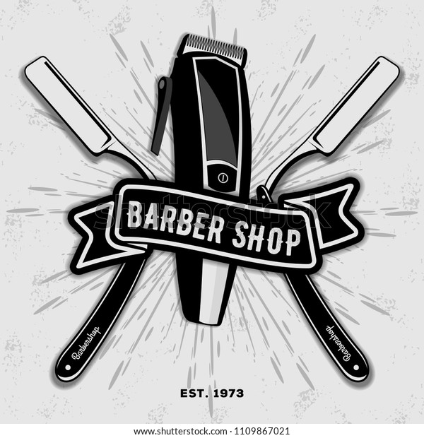 Barber Shop Vintage Label Badge Emblem Stock Vector (Royalty Free ...