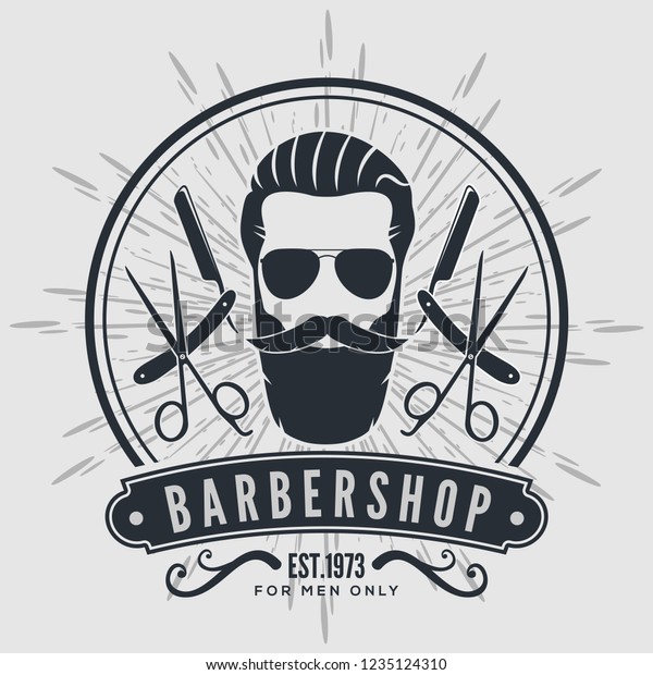 Barber Shop Vintage Label Badge Emblem Stock Vector (Royalty Free ...