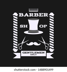 Barber shop vintage  label symbol on black vector eps 10