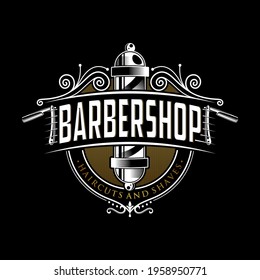 Barber shop vintage logo design illustration 