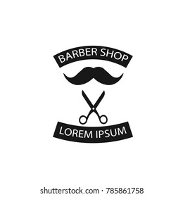 Barber shop vintage logo, label, badge or emblem design. Isolated on white background