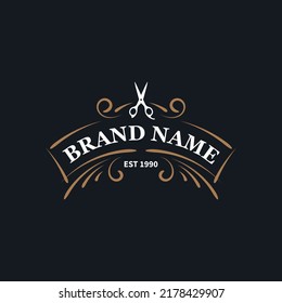 barber shop vintage logo with retro color
