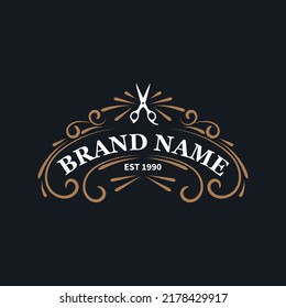 barber shop vintage logo with retro color
