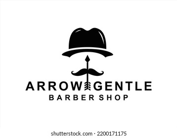 Barber Shop Vintage logo template with Mustache and Bow design.