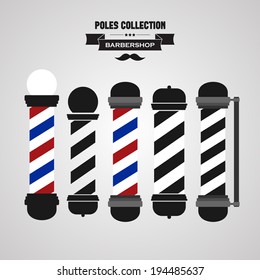 Barber Shop Vintage Pole Icons Set