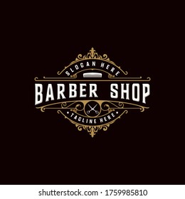 Barber shop Vintage retro logo.