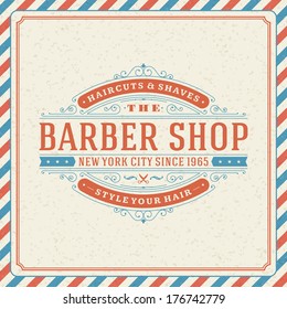 Barber shop vintage retro vector typography template