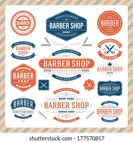 Barber shop vintage retro vector flourish and calligraphic typographic design elements