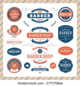 Barber shop vintage retro vector flourish and calligraphic typographic design elements