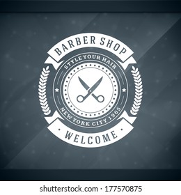 Barber shop vintage retro vector typographic design template 