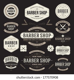 Barber Shop Vintage Retro Vector Flourish And Calligraphic Typographic Design Elements