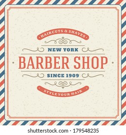 Barber shop vintage retro vector typographic design template 