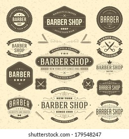 Barber shop vintage retro vector flourish and calligraphic typographic design elements 