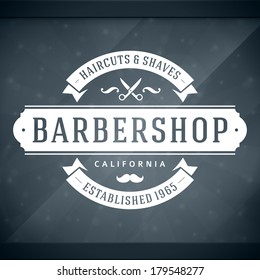 Barber shop vintage retro vector window advertising typographic design template 