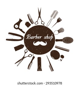 Barber shop vintage retro vector typographic design template 