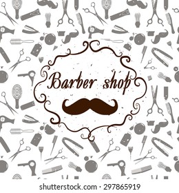 Barber shop vintage retro vector typographic design template 