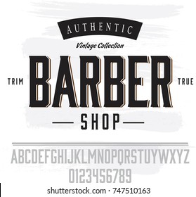 Barber shop vintage retro vector window advertising typographic