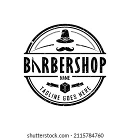 Barber shop vintage stamp logo vector