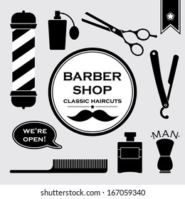 Barber shop vintage symbols set