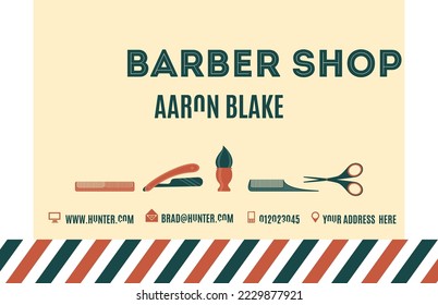 barber shop visiting card, business card vector design 