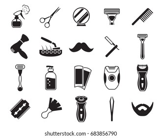 Barber, Shoving icons set