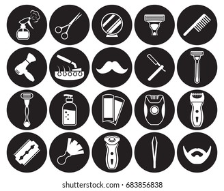 Barber, Shoving icons set