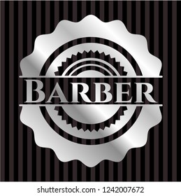 Barber silvery emblem or badge