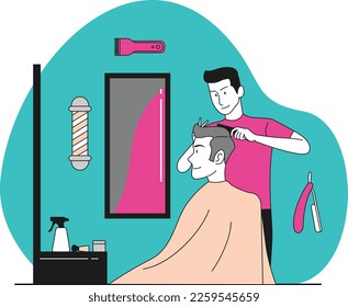 Barber Simple Vector Illustration Made With Line and Shadows