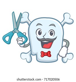 Barber skull character cartoon style