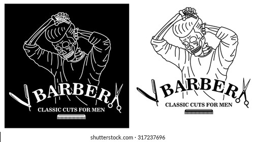 Barber Skull Combing Hair