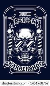 barber skull illustration for t-shirt design and any digital printing stuff
