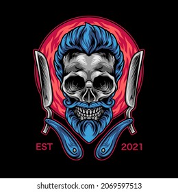 Barber Skull Mascot Illustration for your business or merchandise