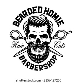 Barber Skull vector illustration, shirt design
