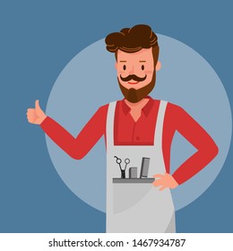 Barber smile Thumb Up Like character vector design