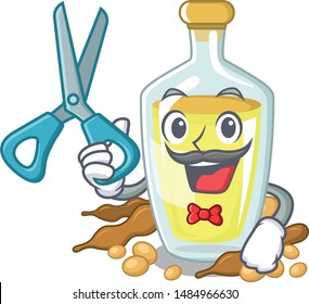 Barber soybean oil put in cartoon bottle