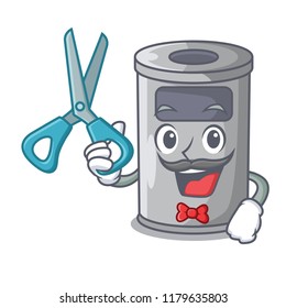 Barber steel trash can with lid cartoon