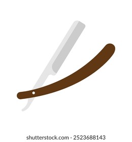 barber straight razor in flat design, professional shaving accessory, vector illustration isolated