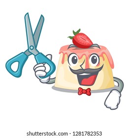 Barber Strawberry pudding in wooden cartoon bowl