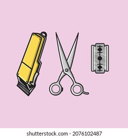 Barber Stuff illustration or flash simple flat vector design 
