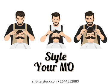 Barber styling mustache grooming professional salon concept