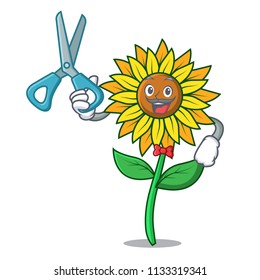 Barber sunflower character cartoon style