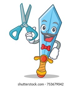 Barber sword character cartoon style vector illustration