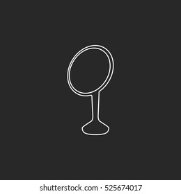 Barber table mirror sign line symbol icon on background