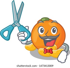 Barber tangerine fruit slices on character plate