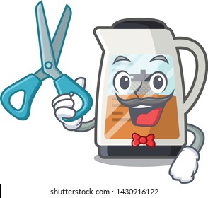 Barber tea maker isolated with the mascot