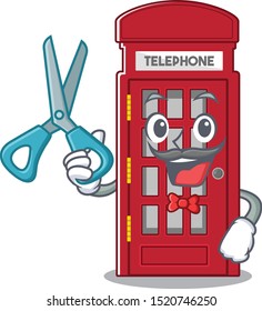 Barber telephone booth character shape on mascot