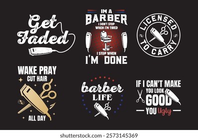 Barber Themed T Shirt graphic Bundle